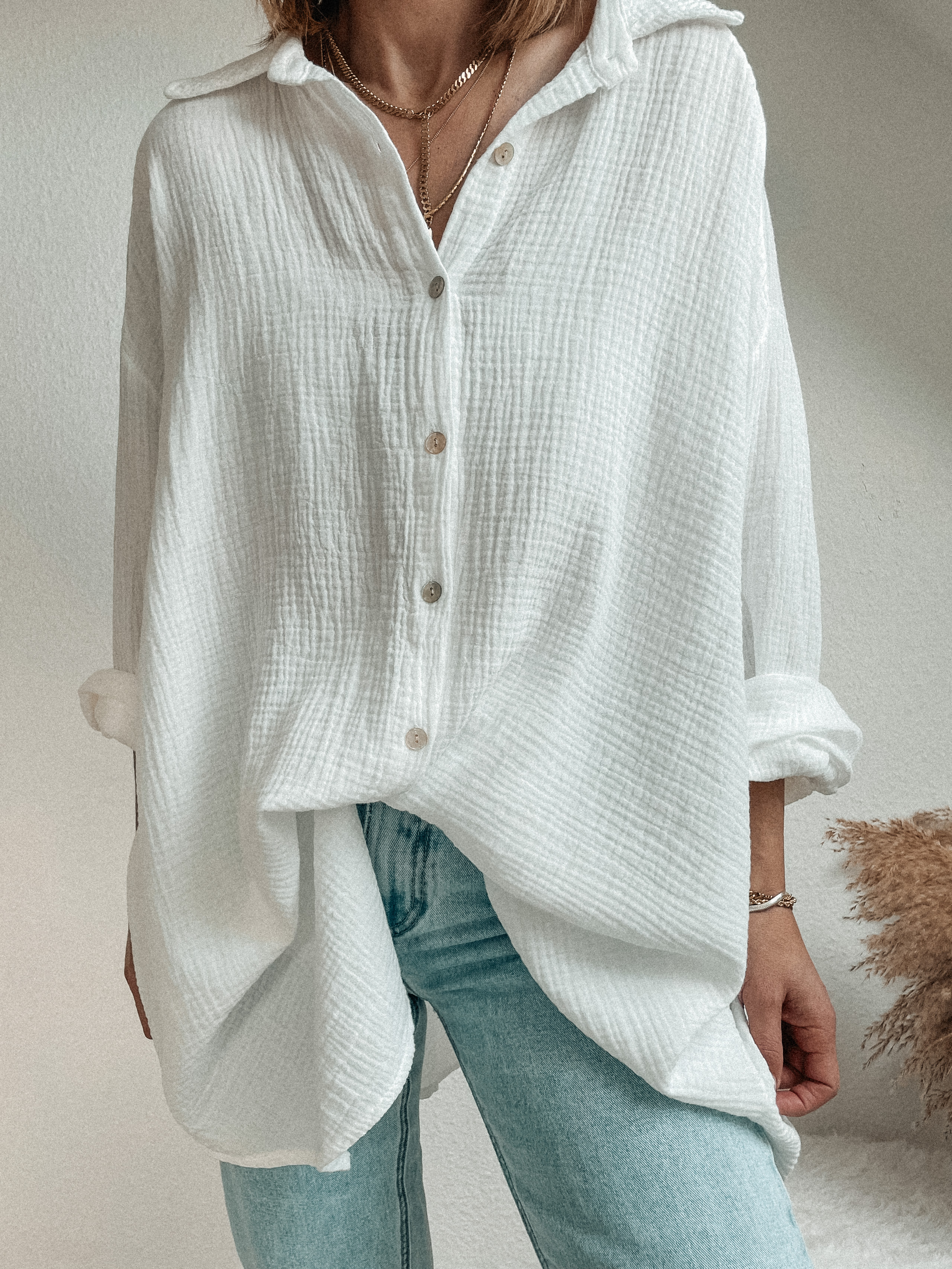 musselin bluse weiß
